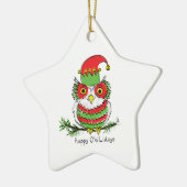 Owl Funny Weihnachten Niedlicher Urlaub Keramik Ornament (Links)
