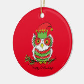 Owl Funny Weihnachten Niedlicher Urlaub Keramik Ornament (Links)