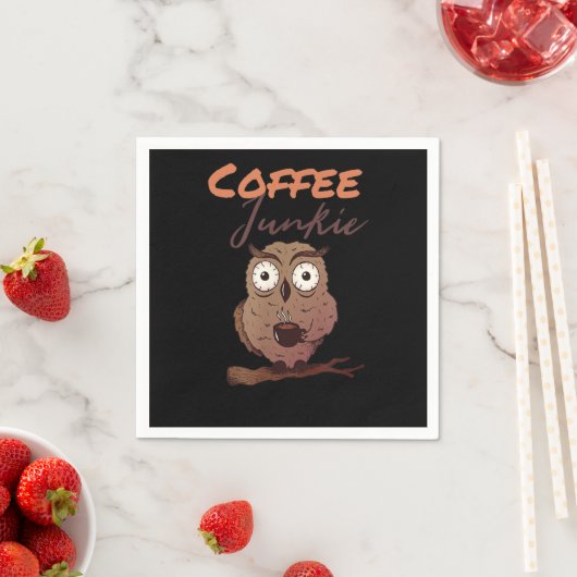 Owl-Geschenk | Coffee Junkie Owl Gift für Owl Love Serviette (Beispiel)