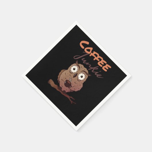 Owl-Geschenk | Coffee Junkie Owl Gift für Owl Love Serviette (Ecke)