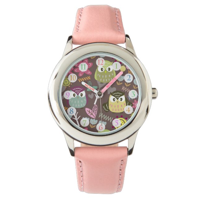 Owl Girl Brown Watch Armbanduhr (Vorderseite)