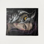 Owl Girl Tapestry Wandteppich (Vorderseite (Horizontal))