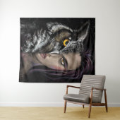 Owl Girl Tapestry Wandteppich (Beispiel (Horizontal))