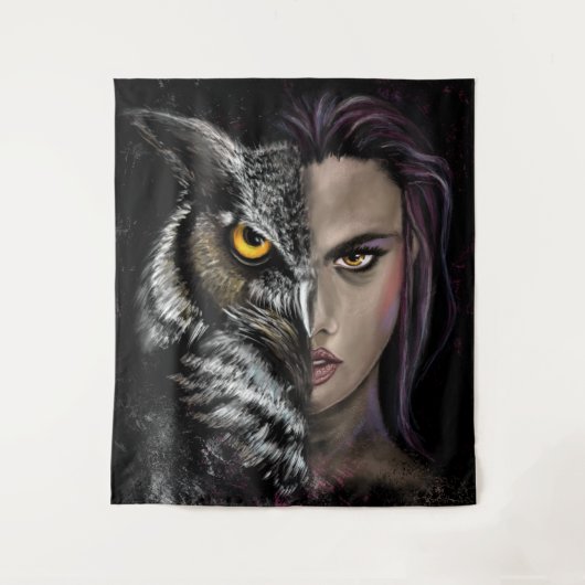 Owl Girl Tapestry Wandteppich (Vorderseite)