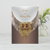 Owl Gold Coffee Elegante Geburtstagsparty Einladung (Stehend Vorderseite)