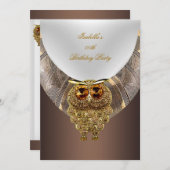 Owl Gold Coffee Elegante Geburtstagsparty Einladung (Vorne/Hinten)
