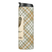 Owl Gold Green Plaid Thermal Tumbler Thermosbecher (Nach rechts gedreht)