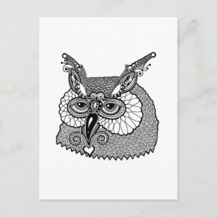Owl Head Zendoodle Postkarte
