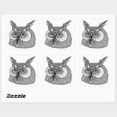 Owl Head Zendoodle Quadratischer Aufkleber (Blatt)