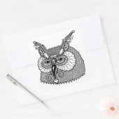Owl Head Zendoodle Quadratischer Aufkleber (Umschlag)