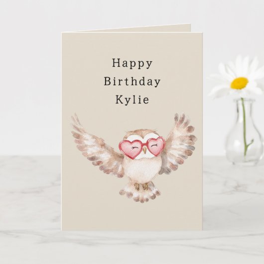 Owl Heart Glasses Birthday Karte (Kleine Pflanze)