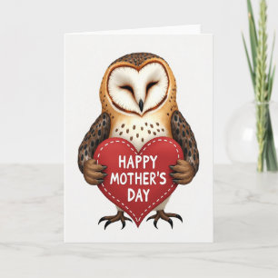 Owl Heart Muttertag Illustrationskarte Karte