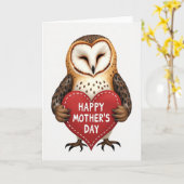 Owl Heart Muttertag Illustrationskarte Karte (Gelbe Blume)