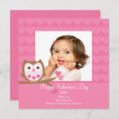 Owl HEARTS Valentins Fotokarte Einladung (Vorne/Hinten)