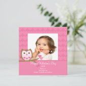 Owl HEARTS Valentins Fotokarte Einladung (Stehend Vorderseite)