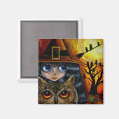 Owl Hexe Magnet (Vorderseite/Rückseite)