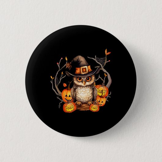 Owl Hexenhut Pumpkin Spookuy Halloween Kinder Männ Button (Vorderseite)