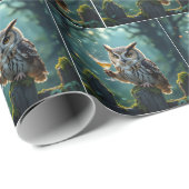 Owl Holding a Cocktail In a Mystical Forest Geschenkpapier (Rolleneckpunkt)