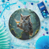 Owl Holding a Cocktail In a Mystical Forest Pappteller (Party)