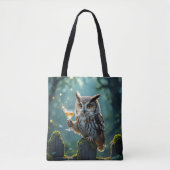 Owl Holding a Cocktail In a Mystical Forest Tasche (Vorderseite)