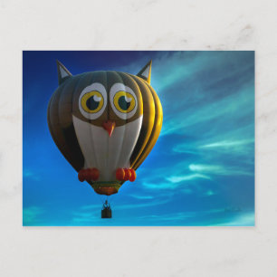 Owl Hot Air Ballon Postkarte