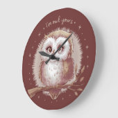 Owl Illustration Niedlich Whimsical Cotattecore Große Wanduhr (Winkel)