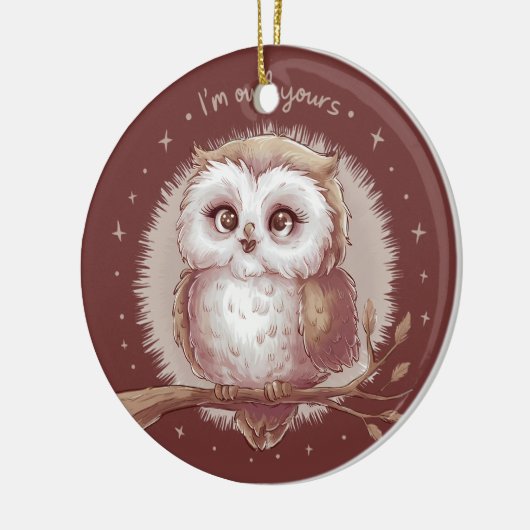 Owl Illustration Niedlich Whimsical Cotattecore Keramik Ornament (Links)