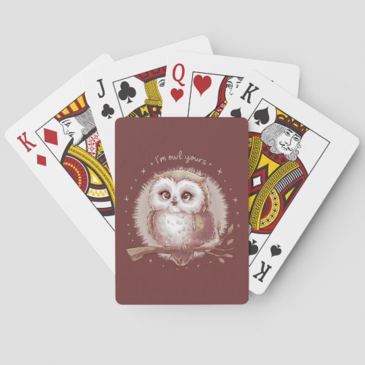 Owl Illustration Niedlich Whimsical Cotattecore Spielkarten (Rückseite)