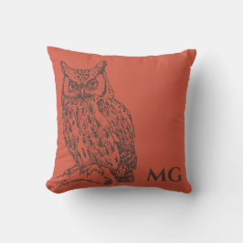 Owl Illustration Throw Kissen