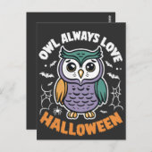 Owl Immer Liebe Halloween Funny Spooky Bird Postkarte (Vorne/Hinten)