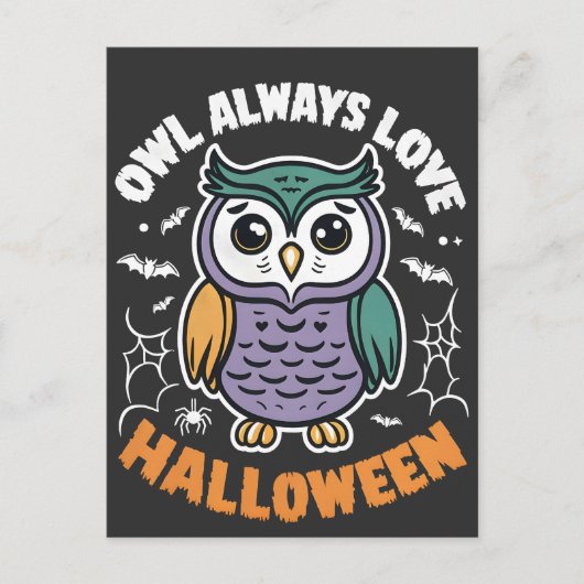 Owl Immer Liebe Halloween Funny Spooky Bird Postkarte (Vorderseite)