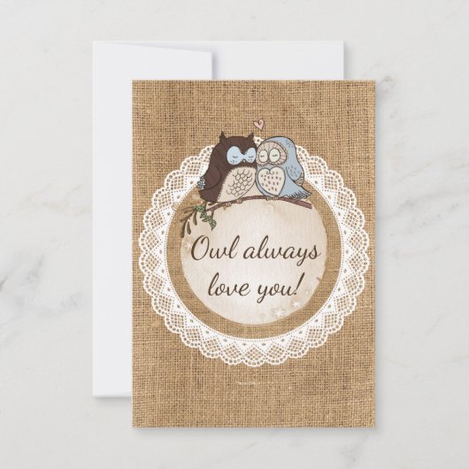 Owl immer Liebe Sie Lässige Hochzeit RSVP Karte (Vorderseite)