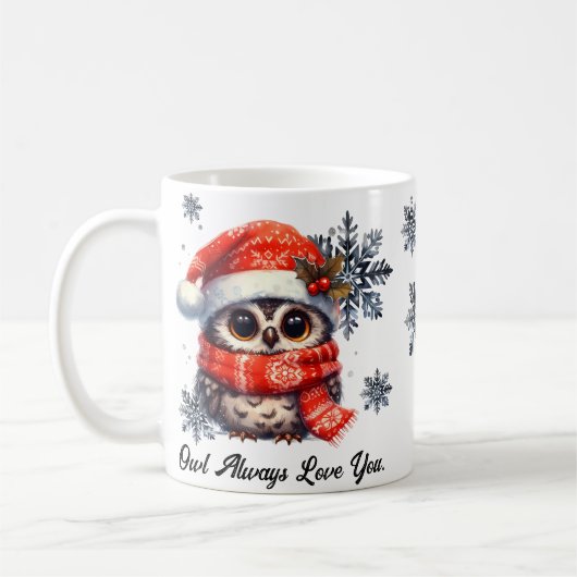 Owl Immer Liebe Weihnachten Tasse (Links)
