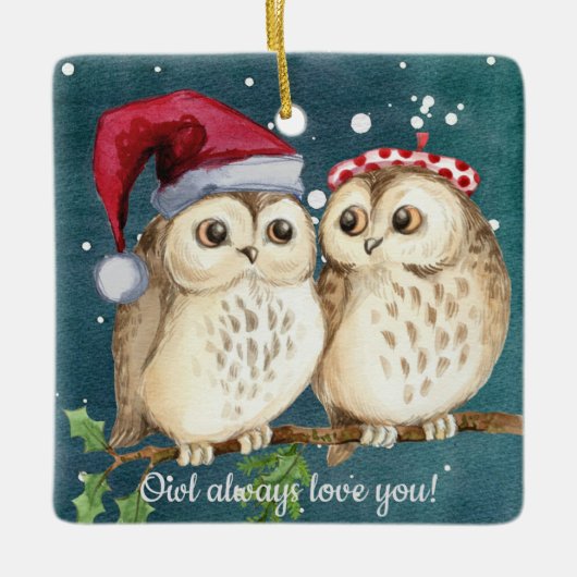 Owl Immer Liebe Weihnachtsschmuck (Vorderseite)