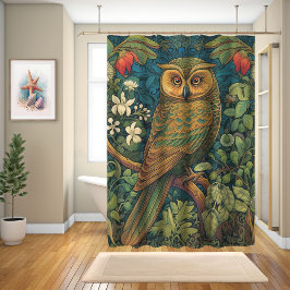 Owl in einem Wunderland, William Morris Design Duschvorhang