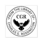 Owl in Flight Front View Library Book Name Permastempel (Design)