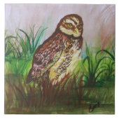 Owl in nature watercolor art fliese (Vorderseite)