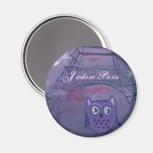 Owl in Paris, J'adore Paris Magnet (Vorderseite/Rückseite)