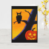 Owl & Jack O' Lantern Halloween Grußkarte Karte (Gelbe Blume)