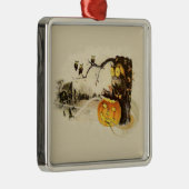 Owl Jack O' Lantern Pumpkin Tree Ornament Aus Metall (Rechts)