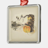 Owl Jack O' Lantern Pumpkin Tree Ornament Aus Metall (Links)