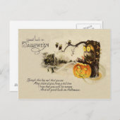 Owl Jack O' Lantern Pumpkin Tree Postkarte (Vorne/Hinten)