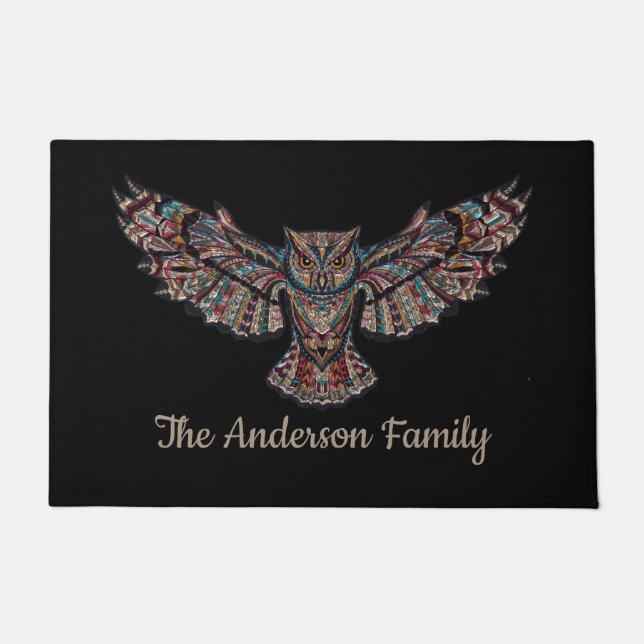 Owl Jeweled Metalic Fußmatte (Vorderseite)