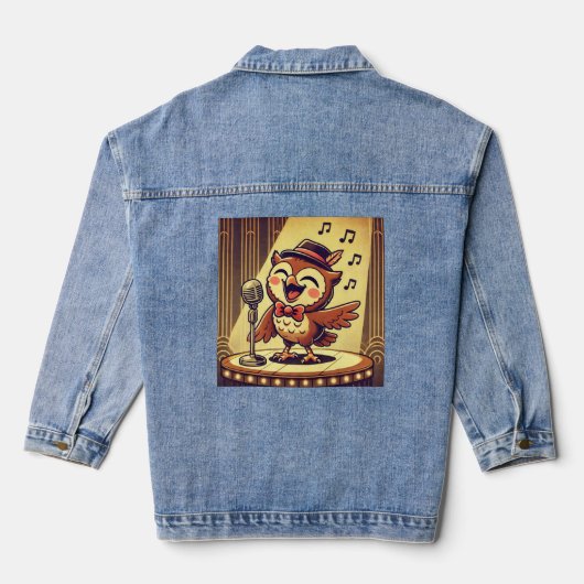 Owl Jolson - Vintag Jazz Singing Owl Jeansjacke (Rückseite)