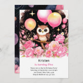 Owl Kids Girl zum Geburtstag Einladung (Vorne/Hinten)