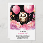Owl Kids Girl zum Geburtstag Einladung (Vorne/Hinten)