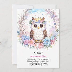 Owl Kids Girl zum Geburtstag Einladung