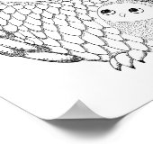 Owl Kinderzimmer Art Poster Schwarz/Weiß Owl Print (Ecke)