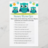 Owl Kinderzimmer Rhyme Quiz Kinderduschenspiel (Vorderseite)