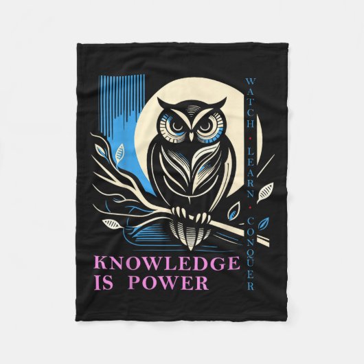 Owl - Knowledge Is Wer - Wisdom Owl Design Fleecedecke (Vorderseite)
